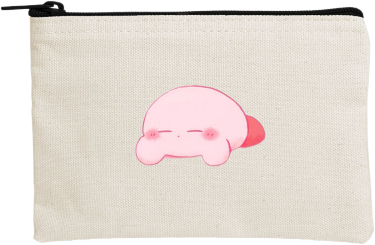 Kawaii Cute Kirby Canvas Makeup Pouch, Aesthetic Pink Anime Character Small Zipper Makeup Bag, Pencil Case, Travel Toiletry Pouch for Women and Girls 14