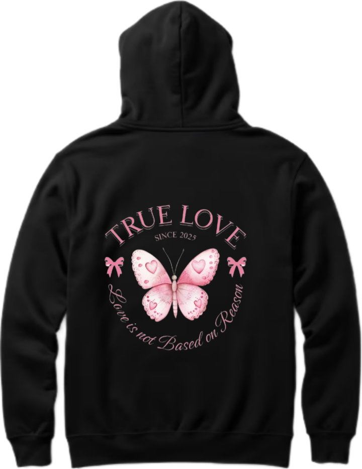 butterflies Oversize Hoodie Black Back 15