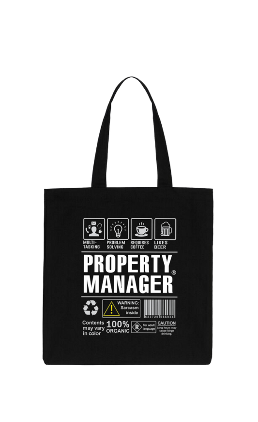 PROPERTY MANAGER Back text tote bag Black 130