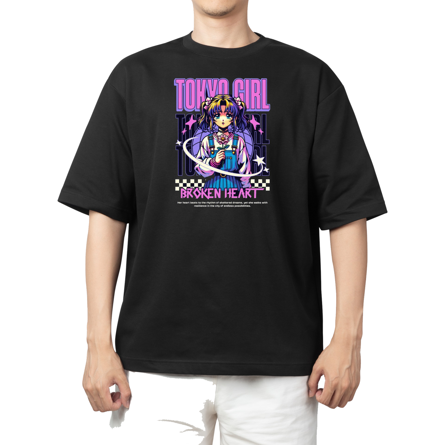 RANDOM ANIME GIRL  t- shirt Black 16
