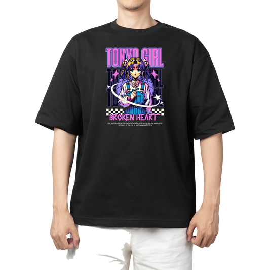 RANDOM ANIME GIRL  t- shirt Black 16