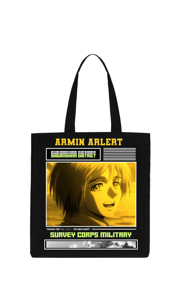 Anime Attack on titan shingeki no kyojin Aot Black tote bag 14