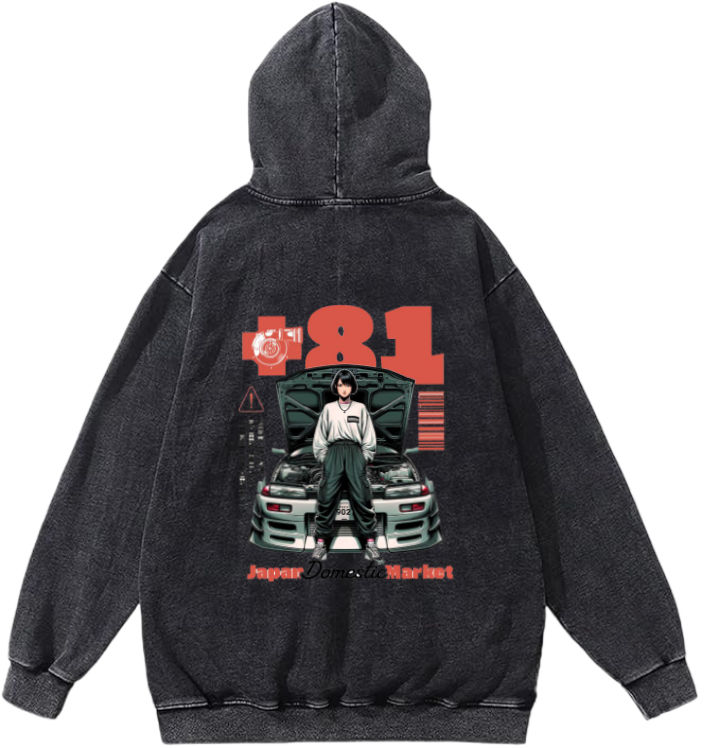 Japan Domestic Market Over Size hoodie Washed Back 55