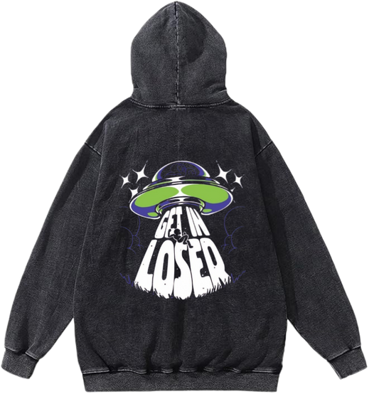 aliens Oversize Hoodie Washed gray Back 15