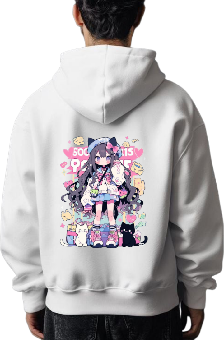 Kawaii Over Size hoodie White Back 15