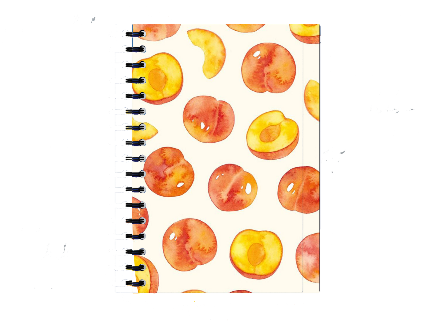 Watercolor Peach Fruit Pattern Notebook A5 15