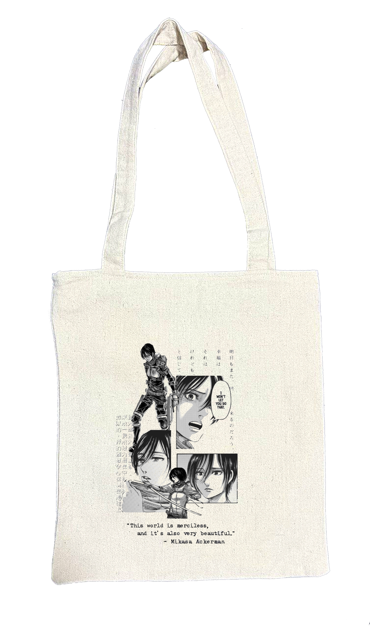 Anime Attack on titan shingeki no kyojin Aot biege tote bag 14