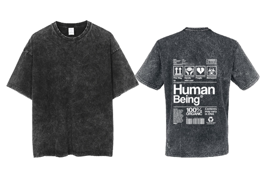 Human Being Back text One Size t- shirt Washed Back 15