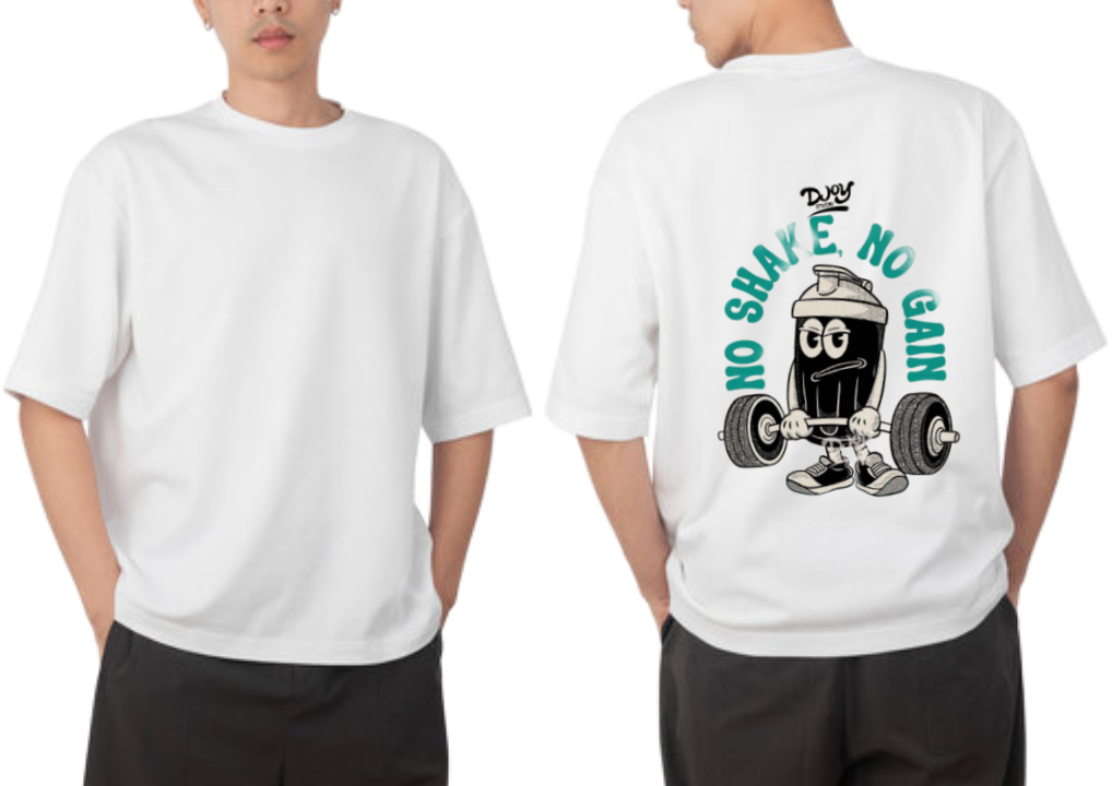 No Shake No Gain t- shirt One Size White back 15