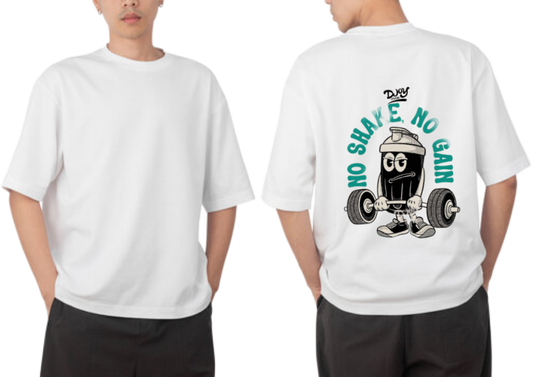 No Shake No Gain t- shirt One Size White back 15