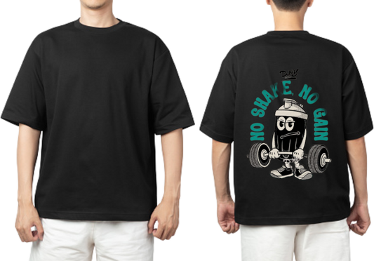Comic No Shake No Gain t- shirt One Size Black back 15
