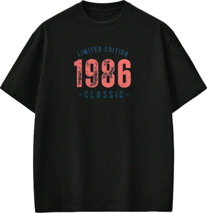 age t- shirt Black 1986