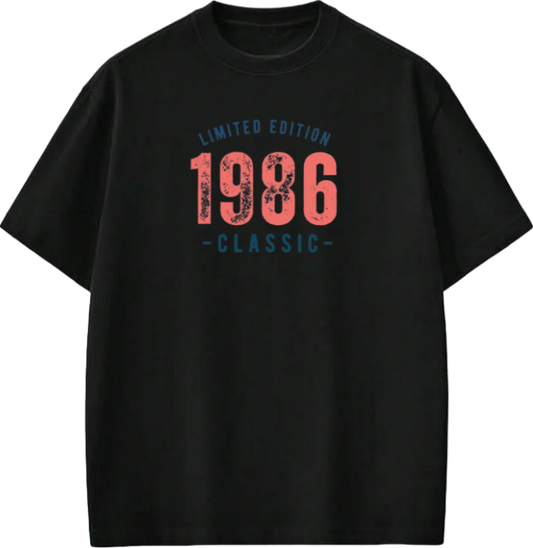 age t- shirt Black 1986