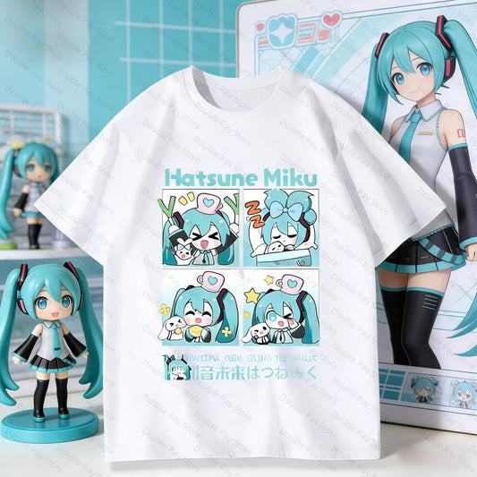 Hatsune Miku Anime T-Shirt Oversized for Women Teens, Cute Cartoon Graphic Tee, Casual Short Sleeve Kawaii Vocaloid Tops