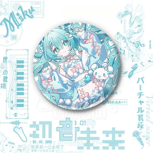 Hatsune Miku Anime Button Pin, Kawaii Vocaloid Metal Badge Brooch for Backpack, Clothes, and Hat Decoration 2