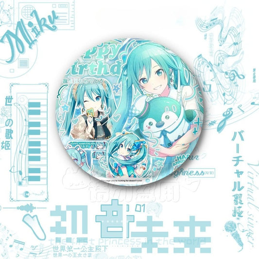 Hatsune Miku Anime Button Pin, Kawaii Vocaloid Metal Badge Brooch for Backpack, Clothes, and Hat Decoration 3