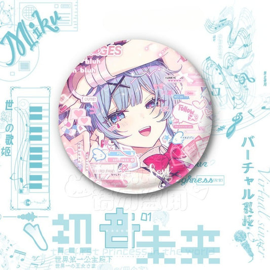 Hatsune Miku Anime Button Pin, Kawaii Vocaloid Metal Badge Brooch for Backpack, Clothes, and Hat Decoration 4
