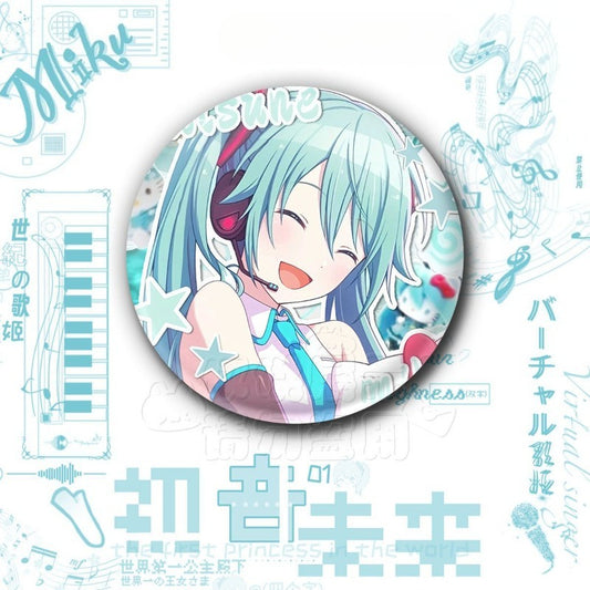 Hatsune Miku Anime Button Pin, Kawaii Vocaloid Metal Badge Brooch for Backpack, Clothes, and Hat Decoration 5