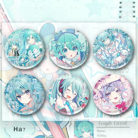 Hatsune Miku Anime Button Pin, Kawaii Vocaloid Metal Badge Brooch for Backpack, Clothes, and Hat Decoration 1