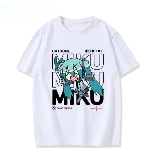 Hatsune Miku Anime T-Shirt Oversized white for Women Teens, Cute Cartoon Graphic Tee, Casual Short Sleeve Kawaii Vocaloid Tops 5
