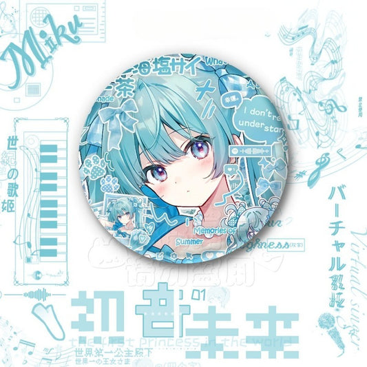 Hatsune Miku Anime Button Pin, Kawaii Vocaloid Metal Badge Brooch for Backpack, Clothes, and Hat Decoration 7