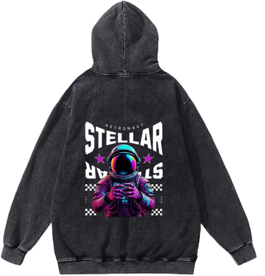aliens Oversize Hoodie Washed gray Back 16