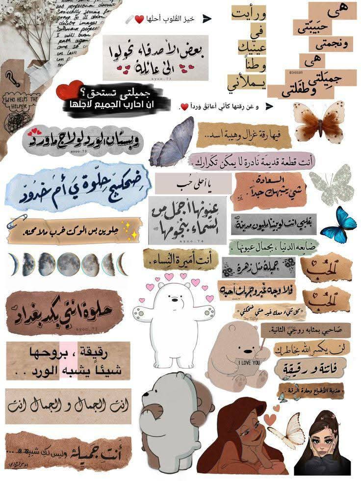 Romantic Aesthetic Stickers Pack, Vintage Retro Arabic Love & Poetry Quotes, Moon Phases, and We Bare Bears Waterproof Vinyl Decals for Journaling, Scrapbooking, and Laptops