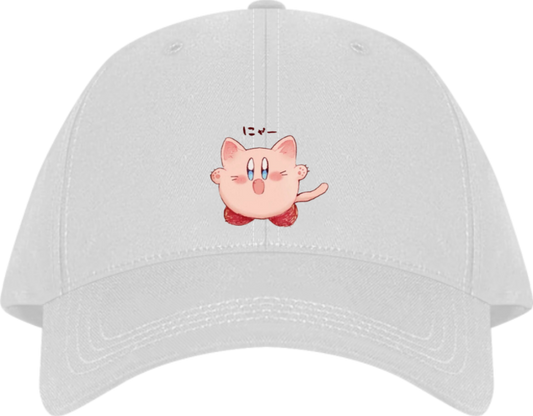Cute Anime Kirby Baseball Cap, Kawaii Pink Character White Dad Hat, Adjustable Y2K Streetwear Sun Cap for Women and Men 16