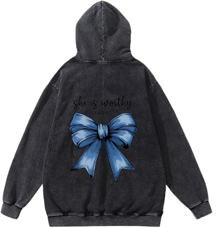 butterflies Oversize Hoodie Washed gray Back  16