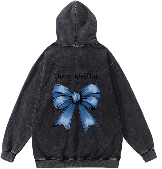 butterflies Oversize Hoodie Washed gray Back  16