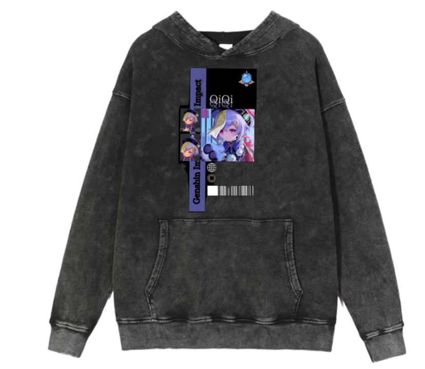 Genshin Impact Qiqi Over Size hoodie Washed 16