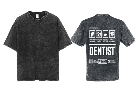 DENTIST Back text One Size t- shirt Washed Back 16