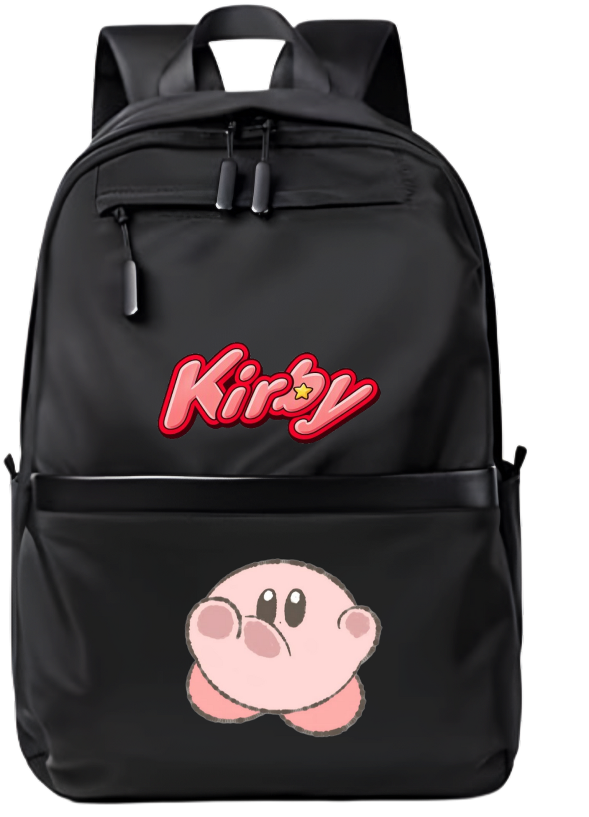Kirby Backpack for Kids Teens, Cute Anime Cartoon Black School Bag, Casual Daypack Travel Bookbag for Boys and Girls 16