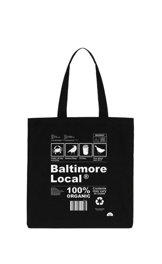 Baltimore Local Back text tote bag Black 131