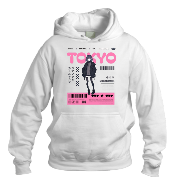 RANDOM ANIME GIRL Oversize  Hoodie White 16