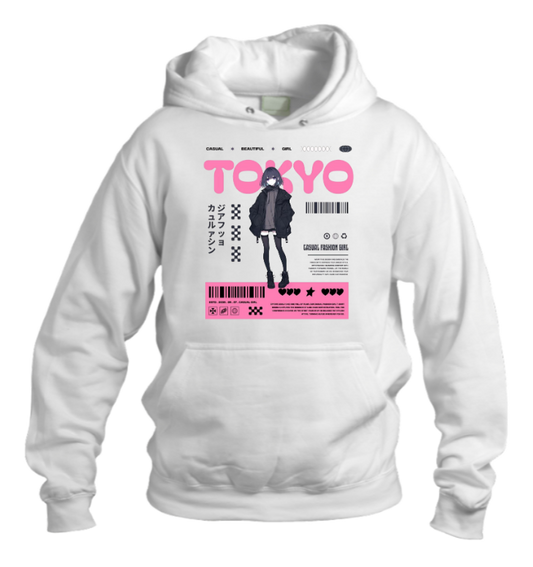 RANDOM ANIME GIRL Oversize  Hoodie White 16