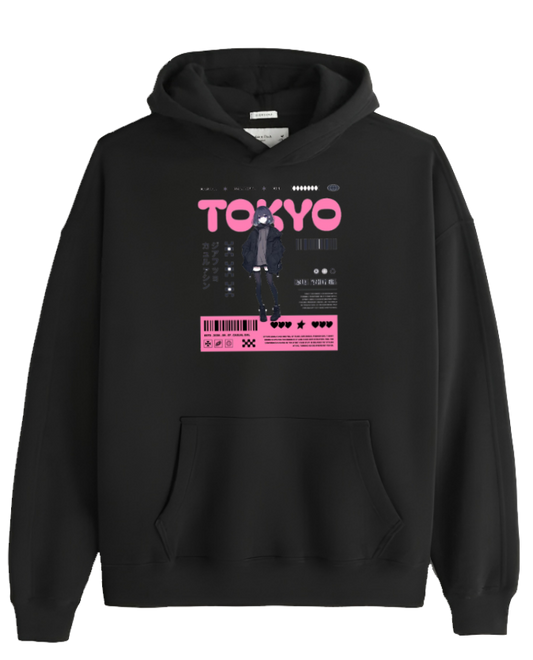 RANDOM ANIME GIRL Oversize  Hoodie Black 16