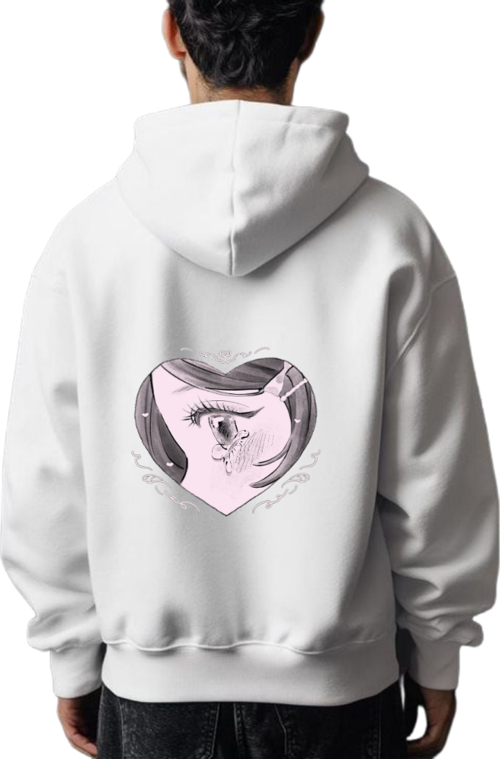 anime One Size hoodie White Back 15
