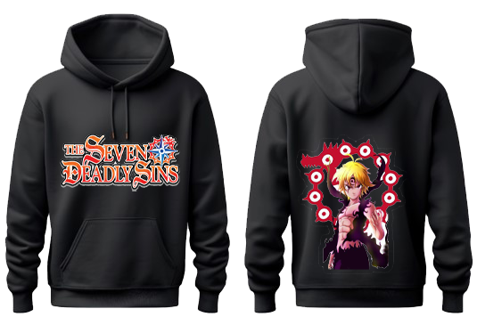 Anime Nanatsu no taizai seven deadly sins Oversize Hoodie Black Back 16