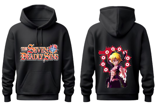 Anime Nanatsu no taizai seven deadly sins Oversize Hoodie Black Back 16