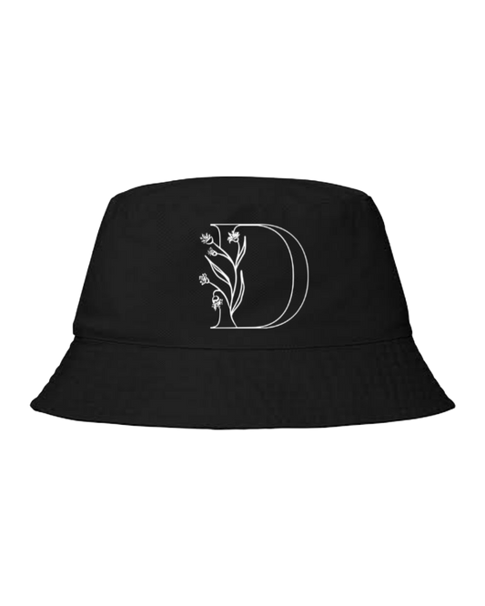 vector letter Bucket hat Fishman hat cap Black D 16