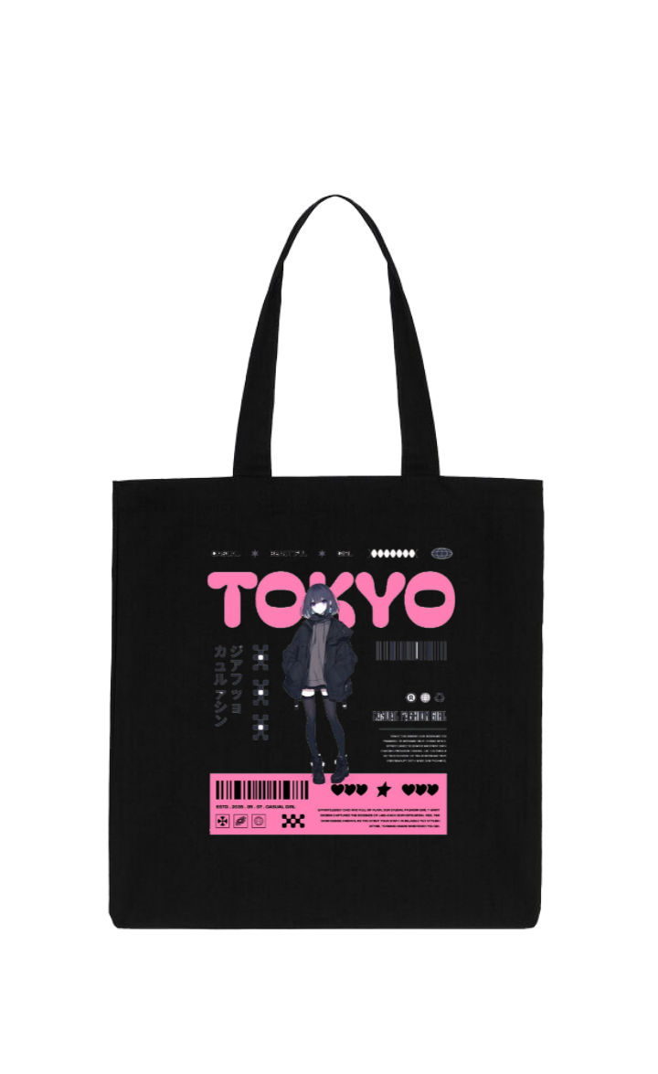 RANDOM ANIME GIRL tote bag Black 16