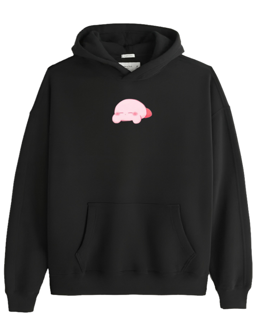Cute Pink Anime Kirby Character Graphic Hoodie for Women and Men, Kawaii Cartoon Black Pullover Sweatshirt 16