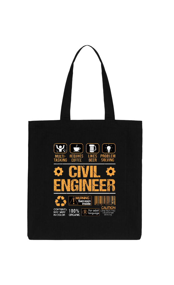 CIVIL ENGINEER Back text tote bag Black 13
