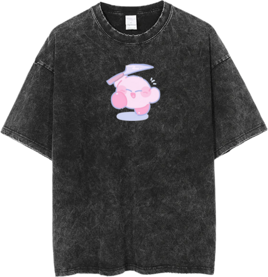 Vintage Washed Kirby Anime Graphic T-Shirt, Kawaii Y2K Aesthetic Grunge Tee, Casual Oversized Short Sleeve Top 16