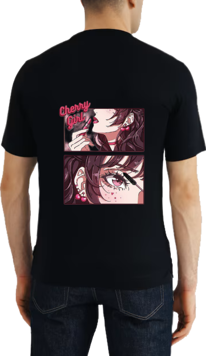 The Cherry Girl Makeup Story t- shirt One Size Black back 16