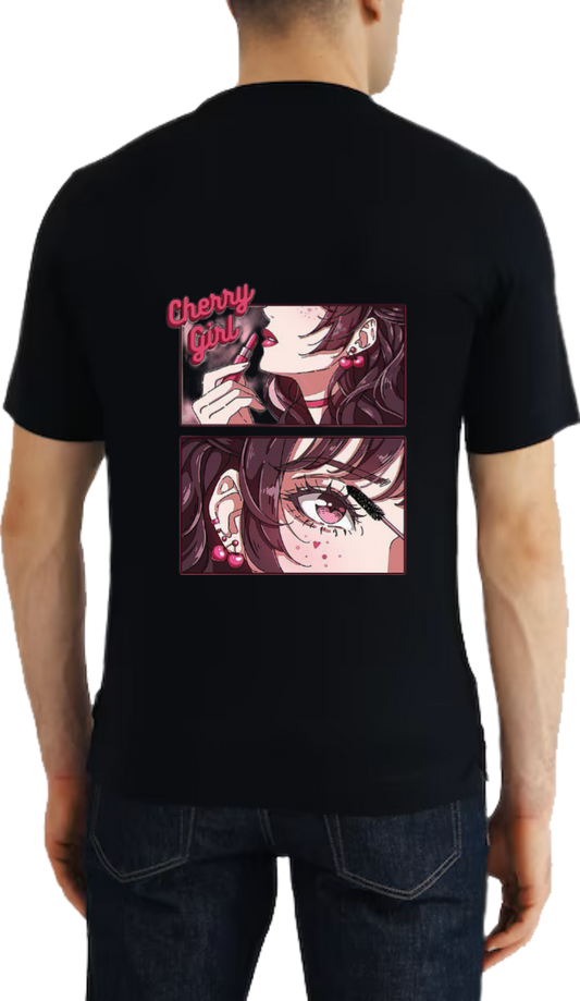 The Cherry Girl Makeup Story t- shirt One Size Black back 16