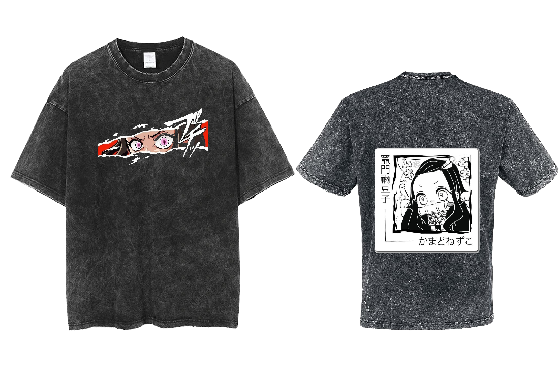 Anime Demon slayer nezuko tanjiro  One Size t- shirt Washed 17