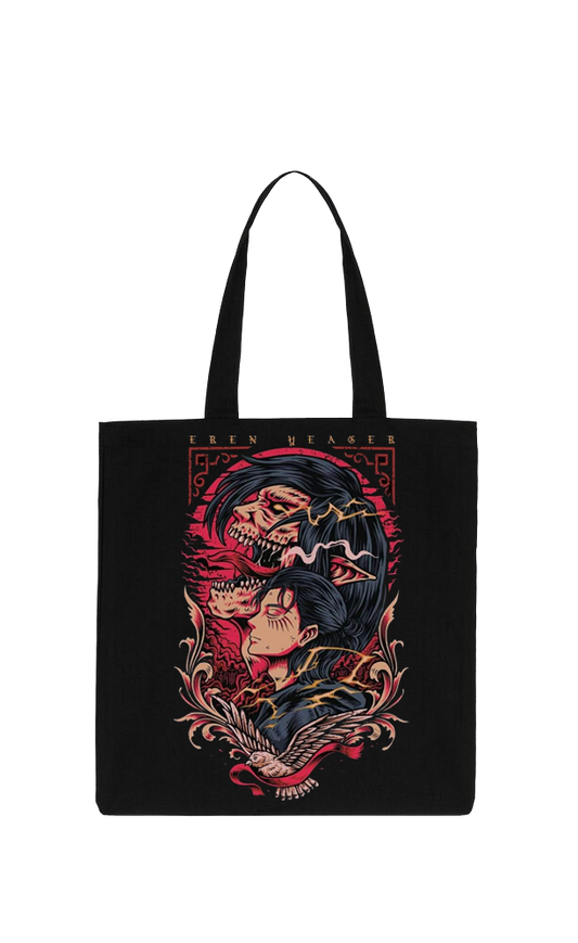 Anime Attack on titan shingeki no kyojin Aot Black tote bag 16