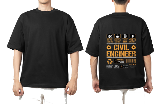 CIVIL ENGINEER One Size t- shirt Black Back 14
